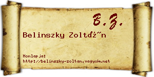 Belinszky Zoltán névjegykártya